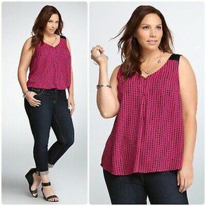 Torrid Heart Print Faux Leather Trim Tank Top 3